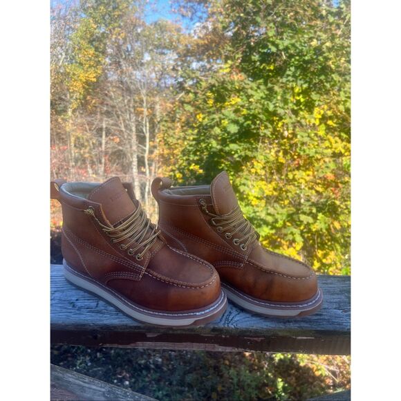 Patron Style 714 Crazy Brown Moc/Soft Toe Leather Boots Sz 10.5 - Picture 1 of 8